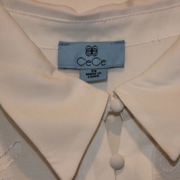 CeCe White Polyester Casual Long Sleeve Shirts Women's Size 3X - Picture 4 of 9